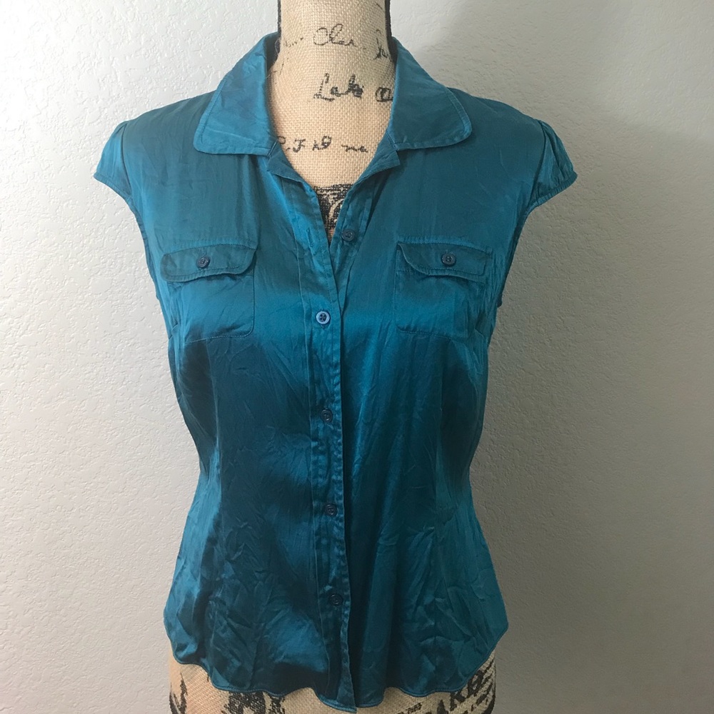 INC silk button up blouse